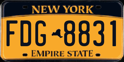 NY license plate FDG8831