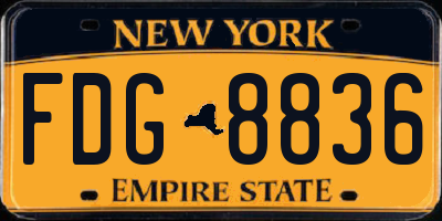 NY license plate FDG8836