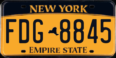 NY license plate FDG8845