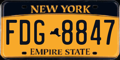 NY license plate FDG8847