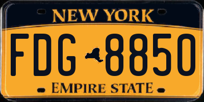 NY license plate FDG8850