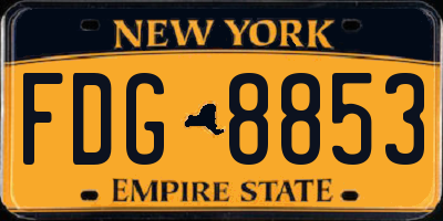 NY license plate FDG8853