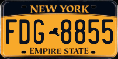 NY license plate FDG8855