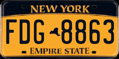 NY license plate FDG8863