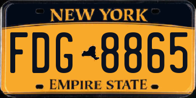 NY license plate FDG8865