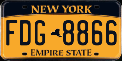 NY license plate FDG8866