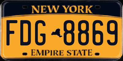 NY license plate FDG8869