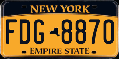 NY license plate FDG8870