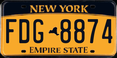NY license plate FDG8874