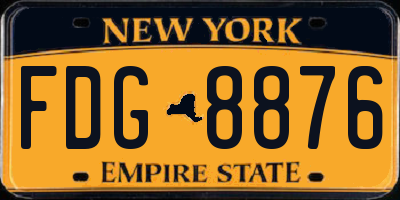 NY license plate FDG8876