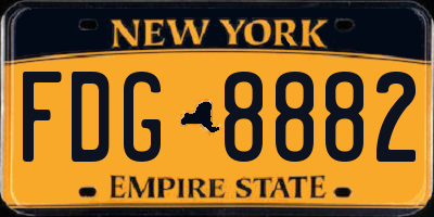 NY license plate FDG8882
