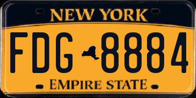 NY license plate FDG8884