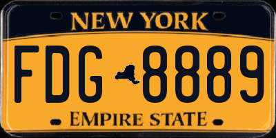 NY license plate FDG8889