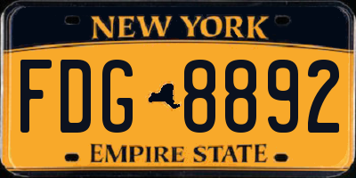 NY license plate FDG8892