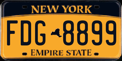 NY license plate FDG8899