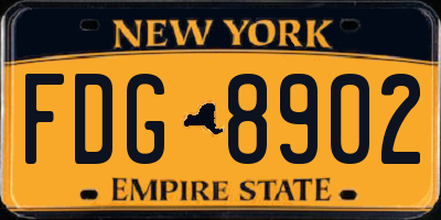 NY license plate FDG8902