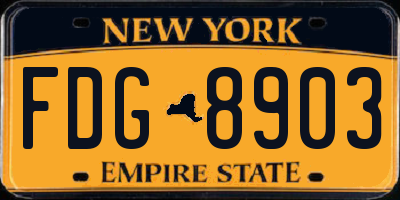 NY license plate FDG8903