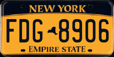 NY license plate FDG8906