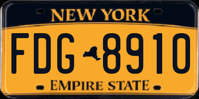 NY license plate FDG8910