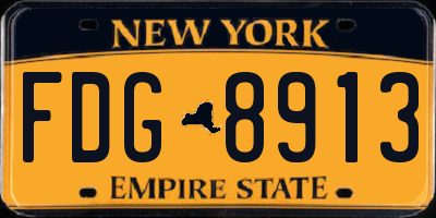 NY license plate FDG8913