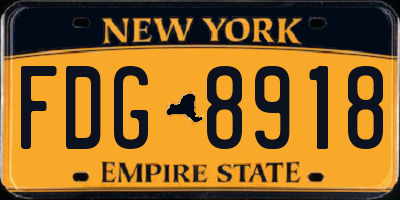 NY license plate FDG8918