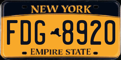 NY license plate FDG8920