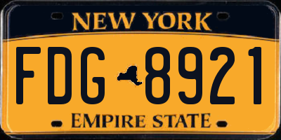 NY license plate FDG8921