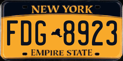 NY license plate FDG8923