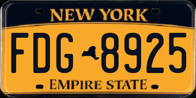 NY license plate FDG8925