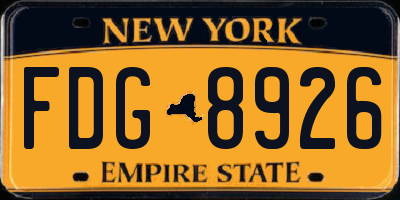NY license plate FDG8926