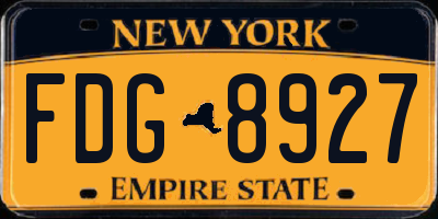 NY license plate FDG8927