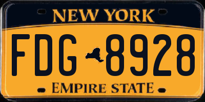 NY license plate FDG8928