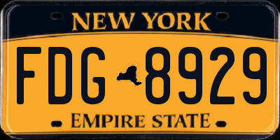 NY license plate FDG8929