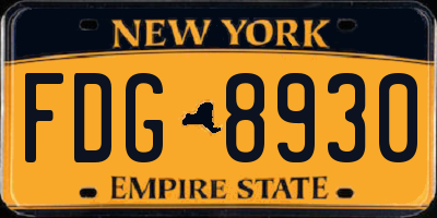 NY license plate FDG8930