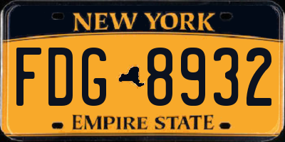 NY license plate FDG8932