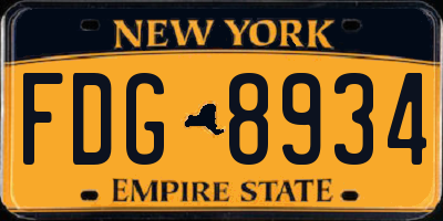 NY license plate FDG8934