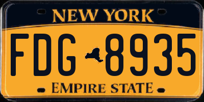 NY license plate FDG8935