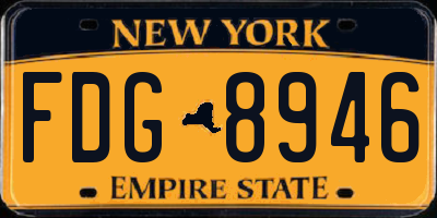 NY license plate FDG8946