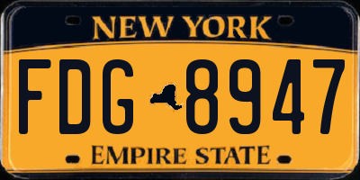 NY license plate FDG8947