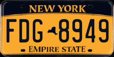 NY license plate FDG8949