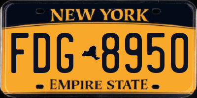 NY license plate FDG8950