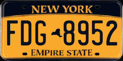 NY license plate FDG8952