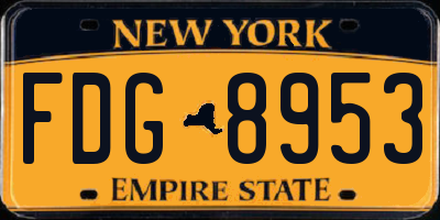 NY license plate FDG8953