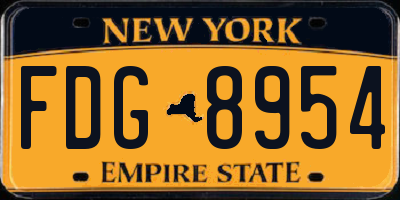 NY license plate FDG8954