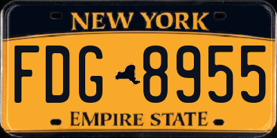 NY license plate FDG8955