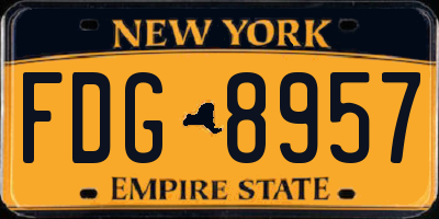 NY license plate FDG8957