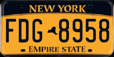 NY license plate FDG8958