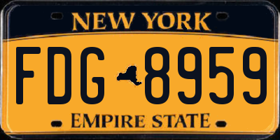 NY license plate FDG8959