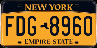 NY license plate FDG8960