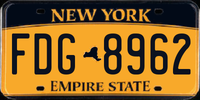 NY license plate FDG8962
